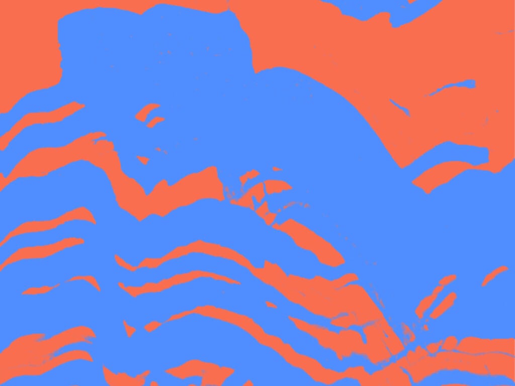 Orange and blue colors intertwined in wave like form